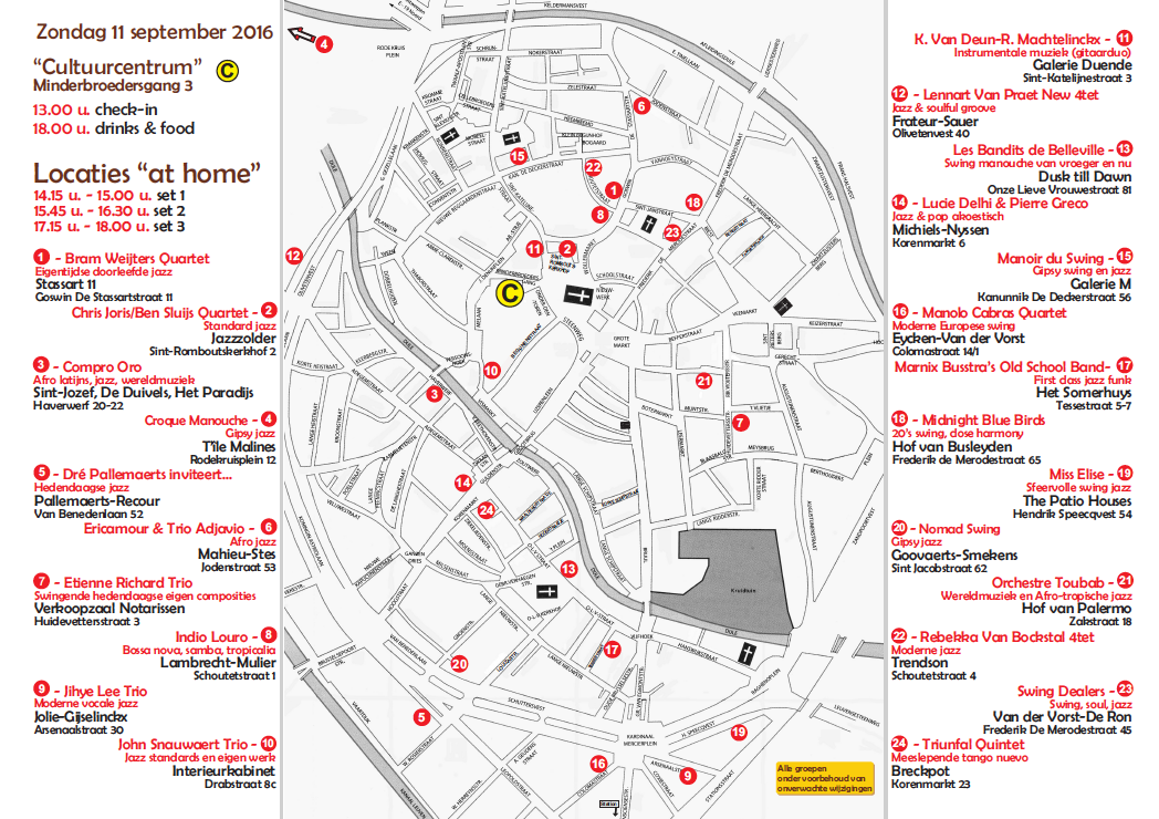 Kaart van Mechelen met Jazzathome locaties