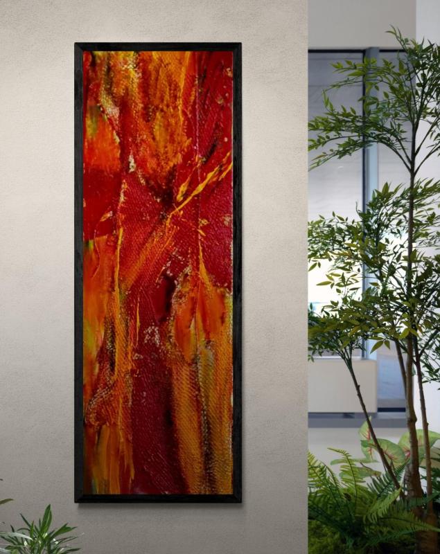 Mixed media op doek ' Vlammen van stilte' in Galerie M