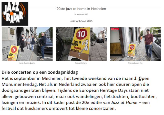 Jazzradar - 20ste Jazzathome in Mechelen